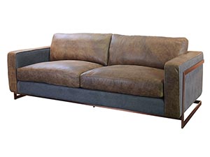 Copper Leg 3 Seater Top Grain Leather Industrial Sofa