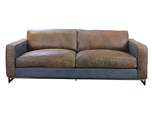 Copper Leg 3 Seater Top Grain Leather Industrial Sofa