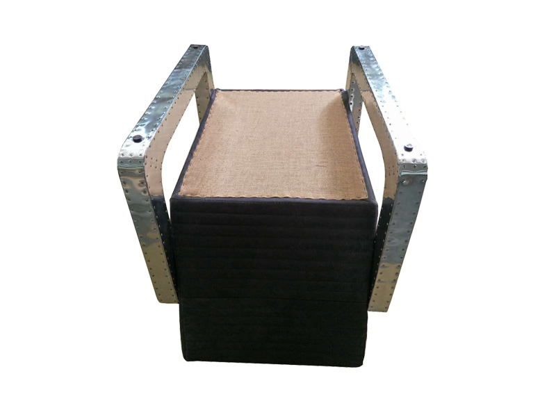 Retro Aluminum Arms Leather Seat Living Room Sofa Set