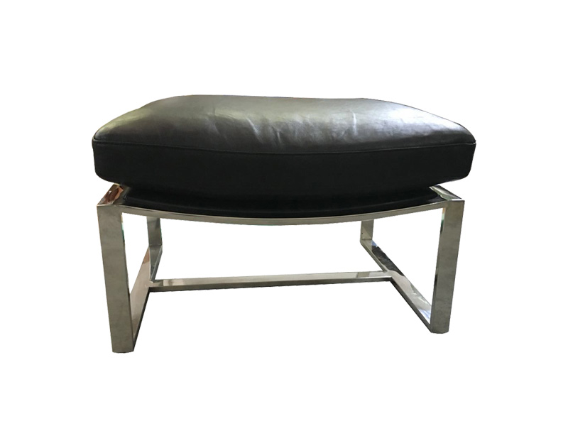 Black Stainless Steel Frame And Genuine Leather Ottoman Customized