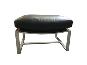 Black Stainless Steel Frame And Genuine Leather Ottoman Customized