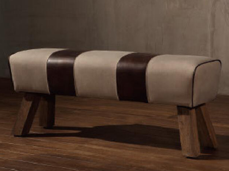 Canvas and Vintage Leather Hours Stool