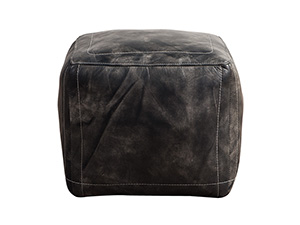 Vintage Cube Leather Ottoman