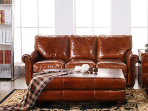 Vintage Leather Coffee Table Ottoman