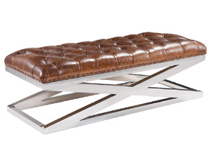 Vintage Leather Stainless Steel Stool