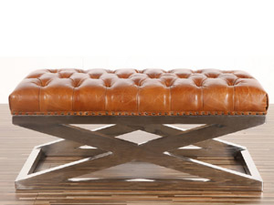 Vintage Leather Stainless Steel Stool