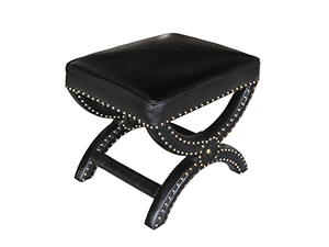 Riveted Toscane Vintage Leather Cross Ottoman