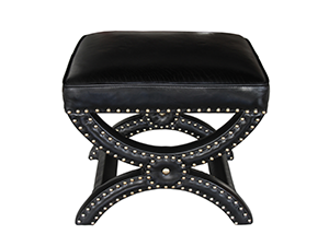 Riveted Toscane Vintage Leather Cross Ottoman