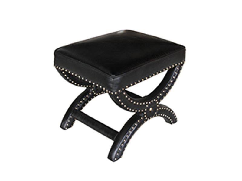 Riveted Toscane Vintage Leather Cross Ottoman