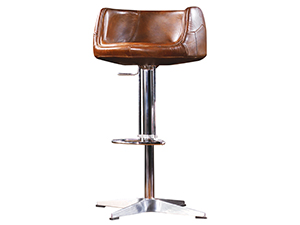 Antique Brown Leather Bar Chair