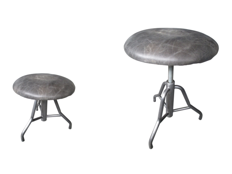 Grey Leather Bar Chair