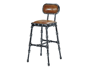 Vintage Genuine Leather Bar Stool