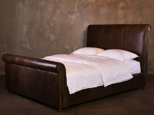 Antique Real Leather Bed