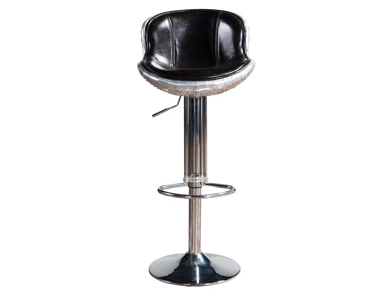 Aviator Black Vintage Leather Bar Stool