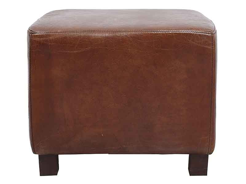 Brown Vintage Genuine Leather Stool