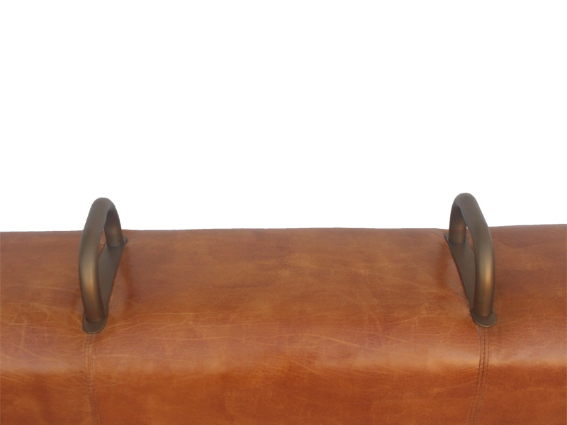 Brown Wood Vintage Leather Stool Use In Bedroom Leisure Area