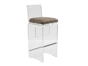 Armless Acrylic Bar Chair with Leather Cushion