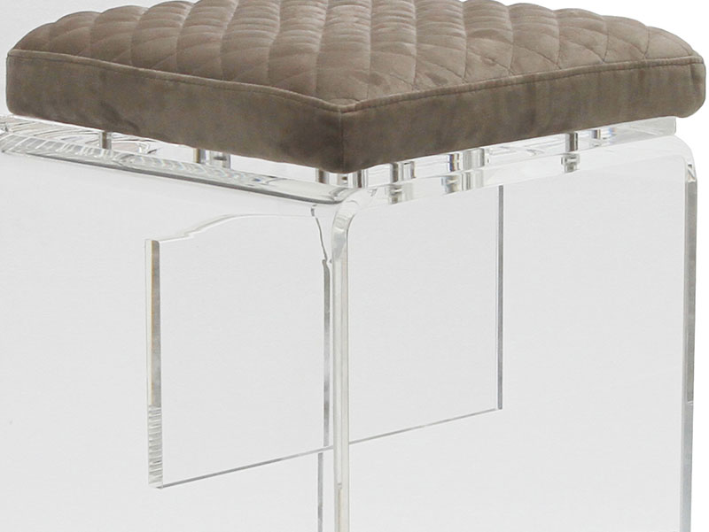 Armless Acrylic Bar Chair with Leather Cushion