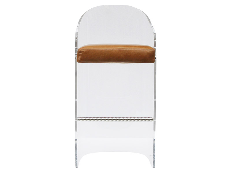 Vintage Tan Leather Seat Acrylic Bar Stool