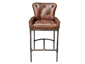 Industrial Antique Leather Bar Stool