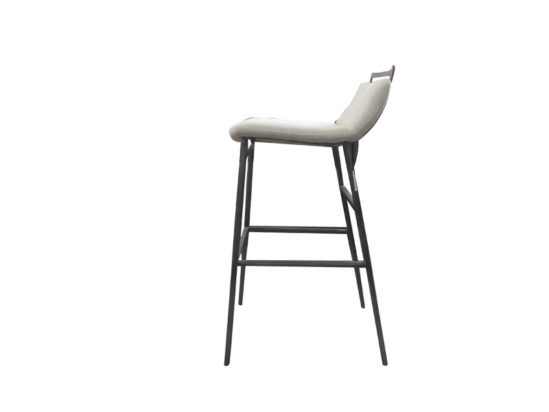 Simple Bar Chair With Leather Seat And Metal Legs