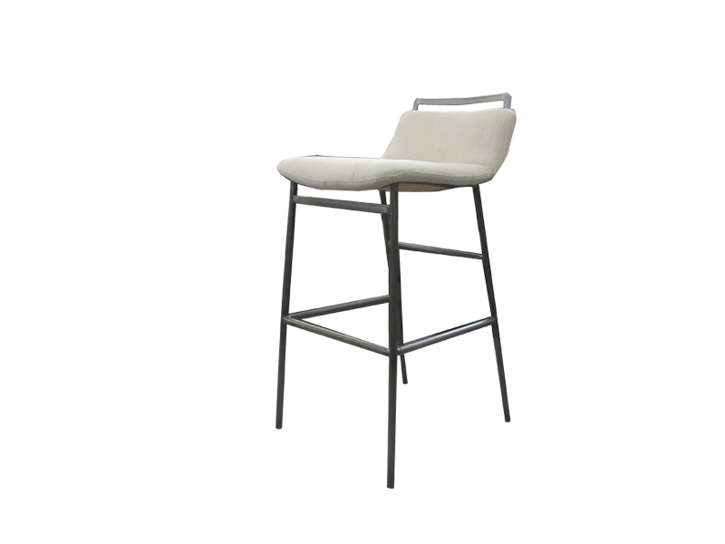 Simple Bar Chair With Leather Seat And Metal Legs