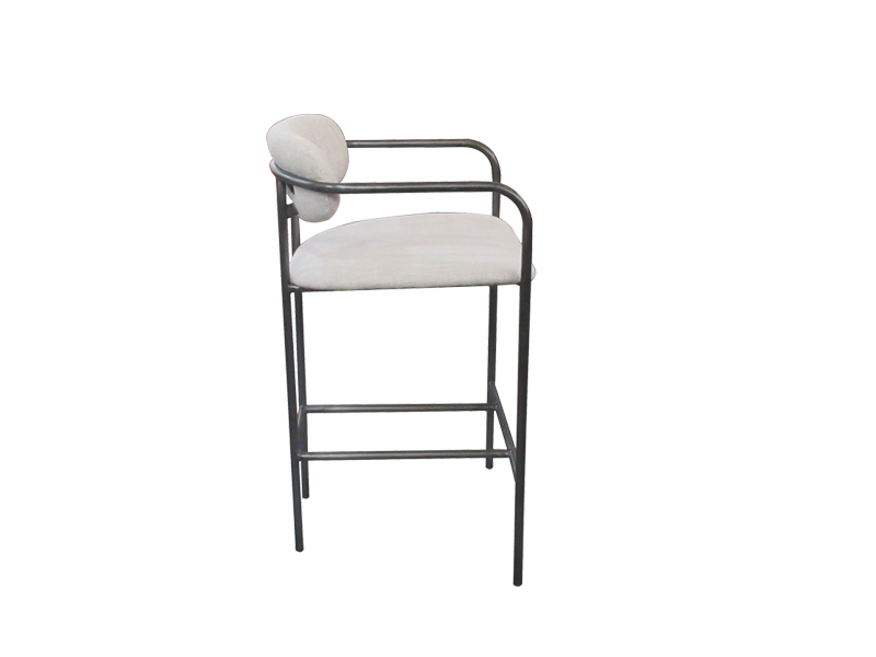 Metal Frame And White Genuine Leather/Fabric Seat Bar Chair Size Customized