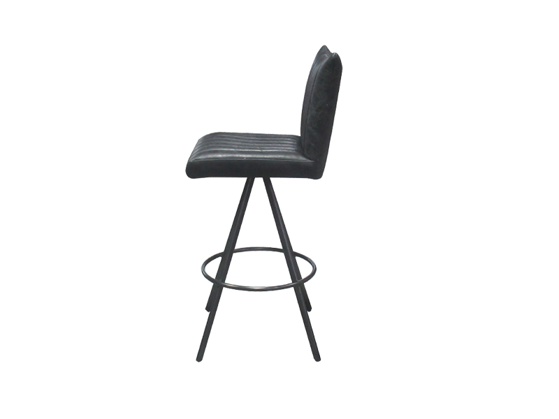 Metal Frame Genuine Leather/Fabric Seat Bar Chair