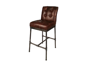 Metal Base Industrial Vintage Leather Bar Stool