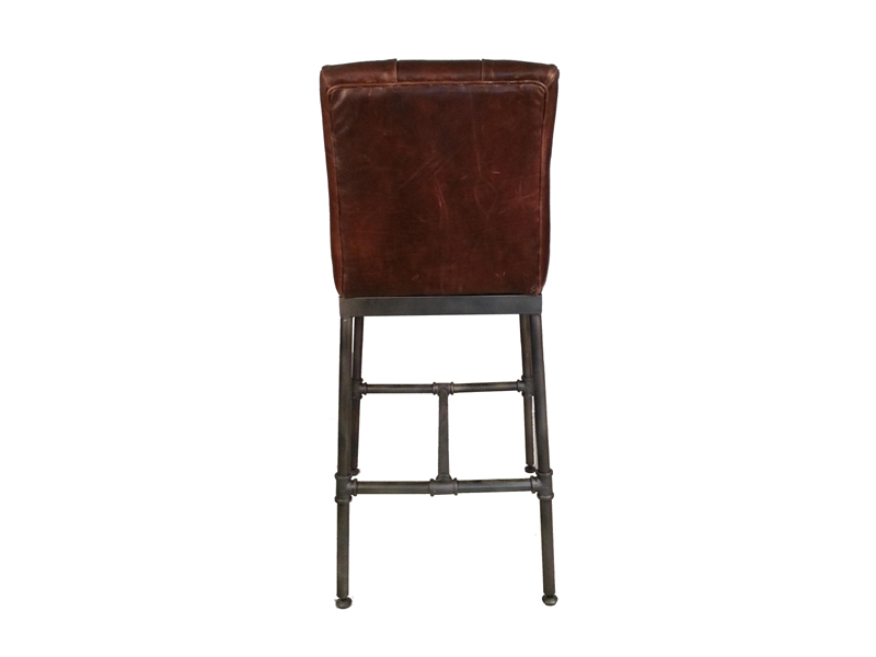 Metal Base Industrial Vintage Leather Bar Stool
