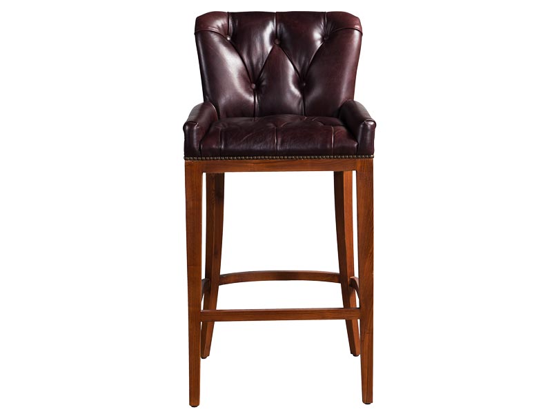 Oak Wood Vintage Leather Bar Stool