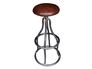 Rustic Base Swivel Bar Stool in Vintage Leather