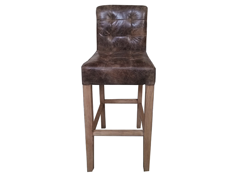 Vintage Real Leather Bar Stool