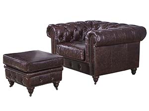 Vintage Leather Footstool