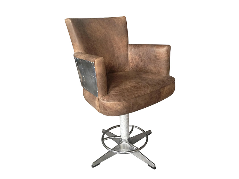 Vintage Real Leather Bar Stool