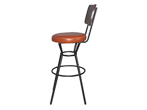 Wood Back Leather Seat Bar Chair with Iron Leg