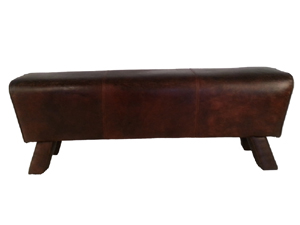 Wood Leg Vintage Leather Foot Stool