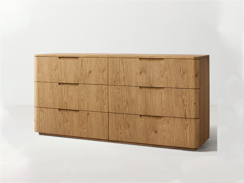 New Style Madero Dresser Oak Wooden Dresser Wooden Dresser with 6 Drawers