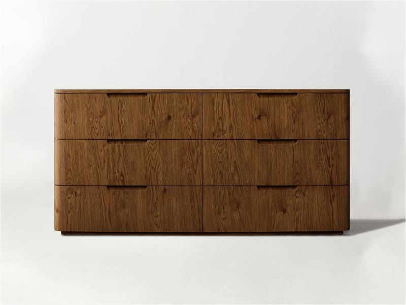 New Style Madero Dresser Oak Wooden Dresser Wooden Dresser with 6 Drawers