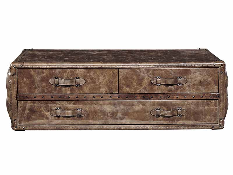 Antique Leather Coffee Table