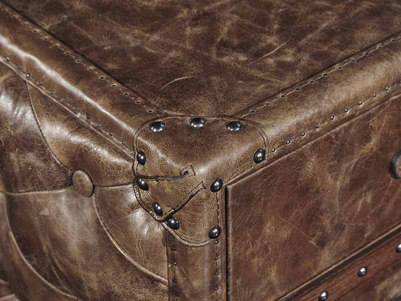 Antique Leather Coffee Table