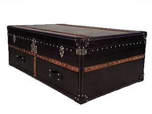 Antique Red Leather Sofa Trunk