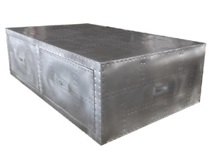 Aviator Coffee Table with Rivets with Two Drawers
