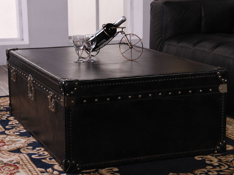 Black Vintage Leather Coffee Table