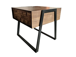 Bronze Metal Frame Wood Side Table Living Room Furniture