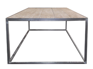 Crafted Iron Frame and Solid Wood Coffee Table