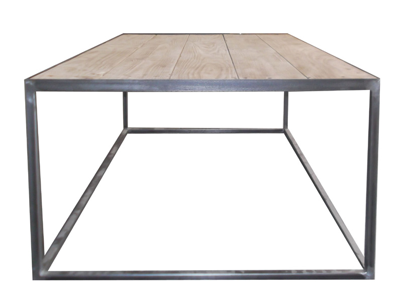 Crafted Iron Frame and Solid Wood Coffee Table