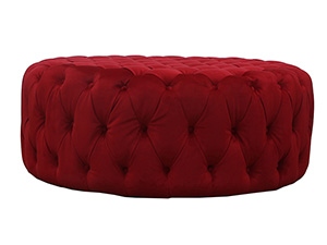 Red Round Tufted Velvet Coffee Table Ottoman