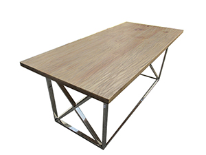 Wooden Top Metal Frame Wooden Coffee Table