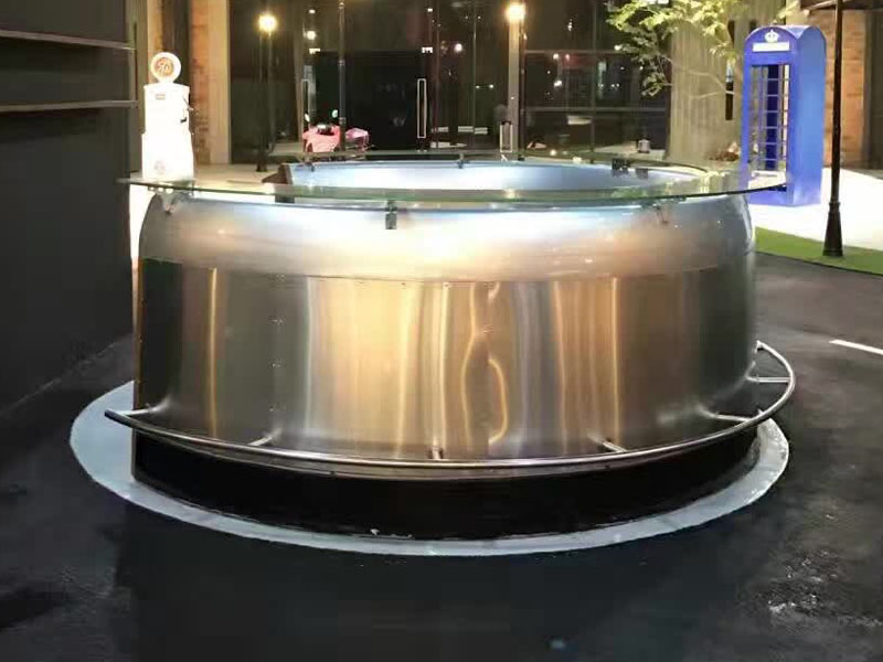 Glass Top Industrial Style Mirror-Polished Cowling Bar